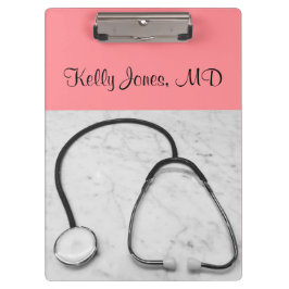 Arzt-Krankenschwester-Stethoskop-Pfirsich (Name) Klemmbrett