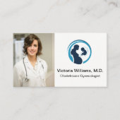 Arzt lächelt | Logo des Obstetrician Gynecologin Visitenkarte (Vorderseite)