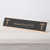 Arzt-oder Krankenschwester-Rosen-Gold Schreibtischnamensplakette (Vorderseite )