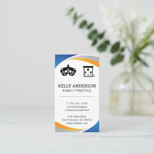 Arzt | Practice MD | Optometriker Visitenkarte (Stehend Vorderseite)