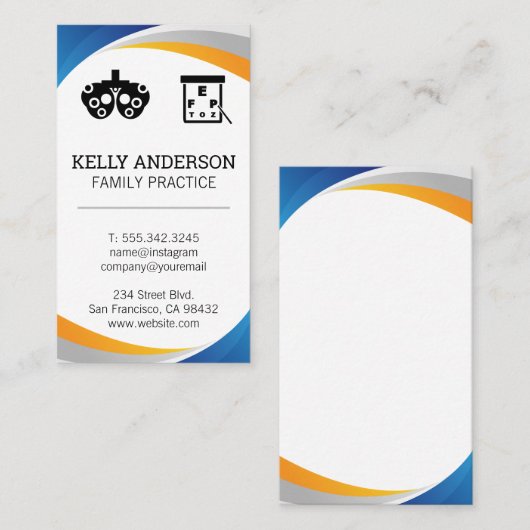 Arzt | Practice MD | Optometriker Visitenkarte (Vorne/Hinten)