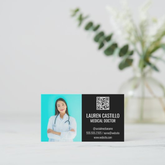 Arzt | QR Scan Code Business Card Visitenkarte (Stehend Vorderseite)