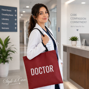 ARZT Text Statement anpassbar Weiß Tasche