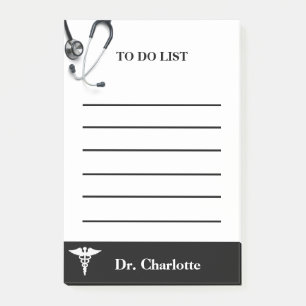 Arzt To-Do-Liste Schwarz-Weiß  Post-it Klebezettel