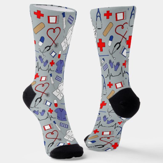 Arzt- und Krankenpfleger-Schurze gemustert Socken (Gewinkelt)