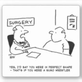 Arzt und Patient in Operation Cartoon. Aufkleber (Vorderseite)