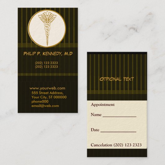 Arzt Verabredung kopiert Medizin Terminkarte (Vorne/Hinten)