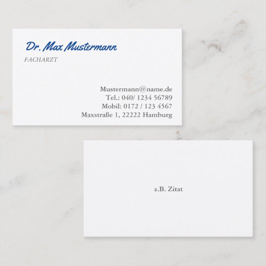 Arzt Visitenkarte (Vorne/Hinten)