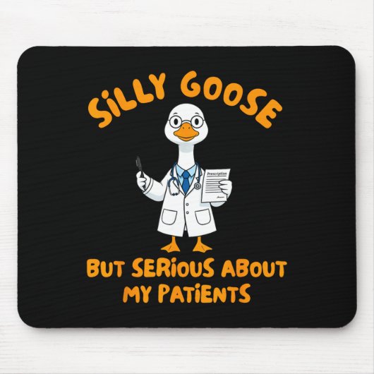 Arztassistent alberner Gans ernsthaft über Mousepad (Vorne)