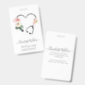 Arztassistent Blumen-Stethoskop Ausweis (Vorder- & Rückseite)