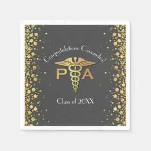 Arztassistent PA Abschluss Grau Gold Serviette