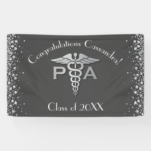 Arztassistent PA Abschluss Grau Silber Banner (Horizontal)