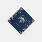 Arztassistent PA Abschluss in Marineblau Silber Serviette (Ecke)