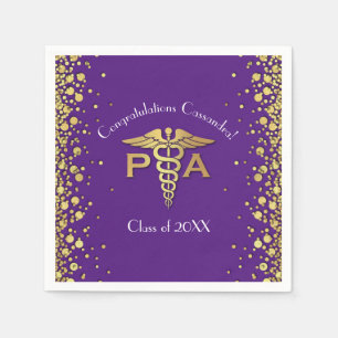 Arztassistent PA Abschluss Lila Gold Serviette