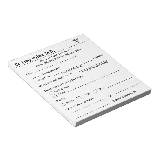 Ärzte entschuldigen Notepad Notizblock (angewinkelt)