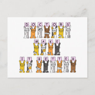 Ärzte machen es besser Cartoon Katzen Postkarte