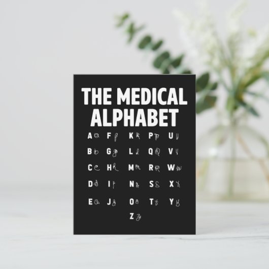 Ärzte Medical Alphabet Funny Nurse Life Postkarte (Stehend Vorderseite)