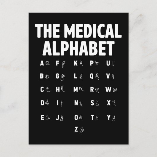 Ärzte Medical Alphabet Funny Nurse Life Postkarte (Vorderseite)