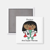 Ärzte sind Super Hero Black Female Kawaii Magnet (Vorderseite/Rückseite)