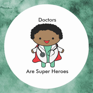 Ärzte sind Super Heroes Black Male Runder Aufkleber