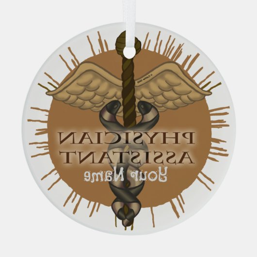 Ärzteassistent Caduceus Ornament Aus Glas (Rückseite)
