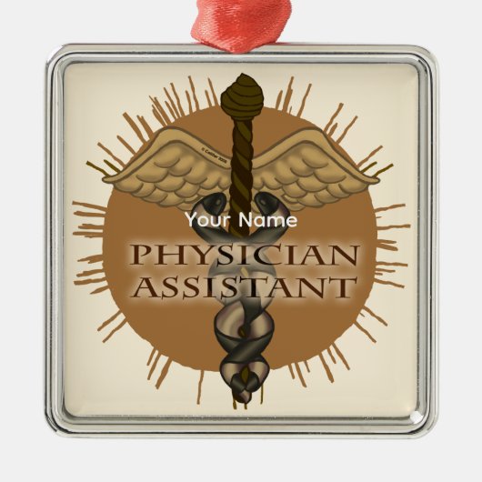 Ärzteassistent Caduceus Ornament Aus Metall (Vorne)