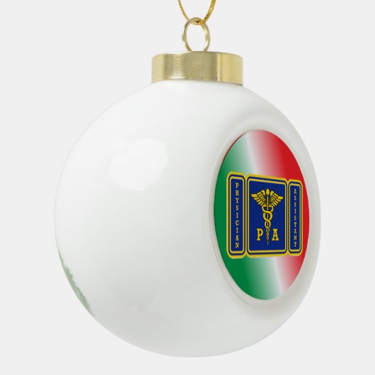 Ärzteassistent Caduceus Shield Keramik Kugel-Ornament (Links)