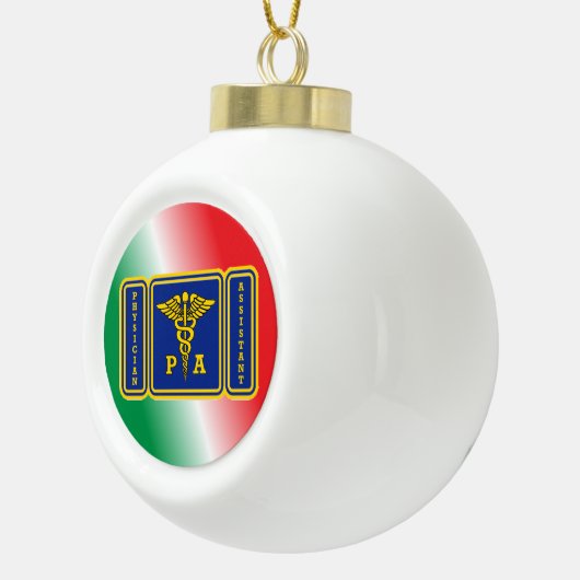 Ärzteassistent Caduceus Shield Keramik Kugel-Ornament (Rechts)