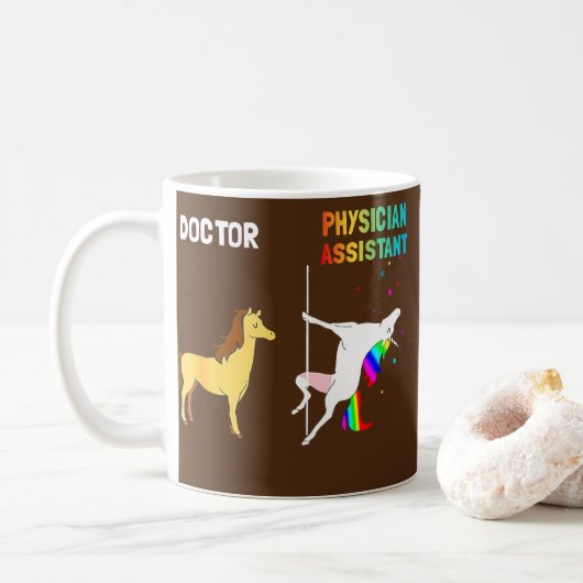 Ärzteassistent Unicorn-Tanz Kaffeetasse (Mit Donut)
