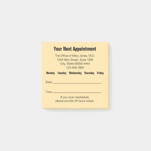 Ärztebüro Beige Ihre nächste Erinnerung Post-it Klebezettel (Vorderseite)