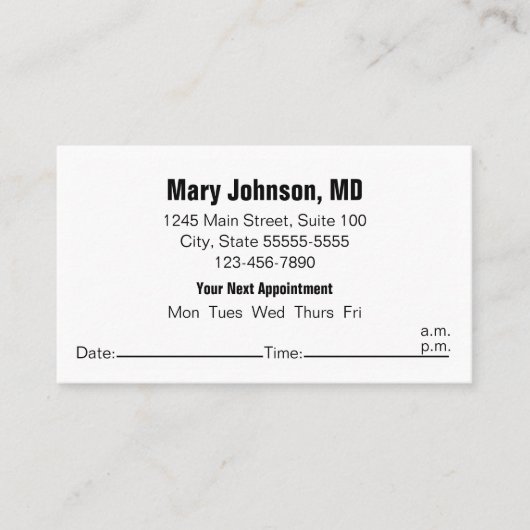 Ärztebüro Schwarz-weiß Ihren nächsten Termin (Vorderseite)