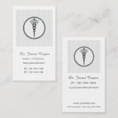 Arzternennung Grauer gezinkter Leinen Terminkarte (Vorne/Hinten)