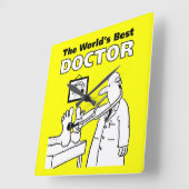 Ärztin Bettwäscherin nicht ganz richtig Quadratische Wanduhr (Winkel)