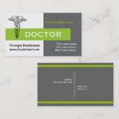 Ärztin Caduceus minimalistisch grau, weiß, grün Visitenkarte (Vorne/Hinten)