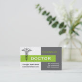 Ärztin Caduceus minimalistisch grau, weiß, grün Visitenkarte (Stehend Vorderseite)