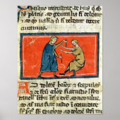 Ärztin, die eine Wunde mit Feuer kauert Poster (Vorne)