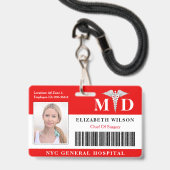Ärztin| Foto-ID des Krankenhauses Medizinischer Mi Ausweis (Front with Lanyard)