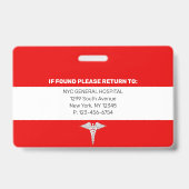 Ärztin| Foto-ID des Krankenhauses Medizinischer Mi Ausweis (Back)