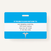 Ärztin| Foto-ID des Krankenhauses Medizinischer Mi Ausweis (Rückseite)