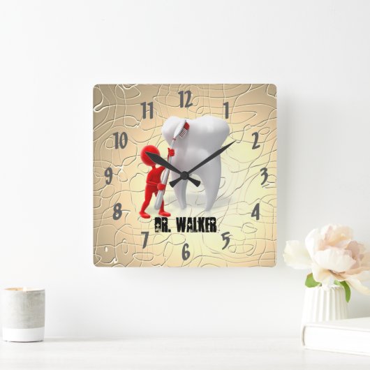 Ärztin für Berufliche Zahnärztin Quadratische Wanduhr (Zuhause)