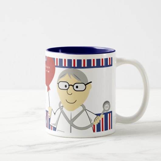 Ärztin für Kardiologie gibt Kaffeepause-Tasse Zweifarbige Tasse (Rechts)