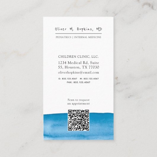 Ärztin für Wasserfarben Bear Medical Visitenkarte (Rückseite)