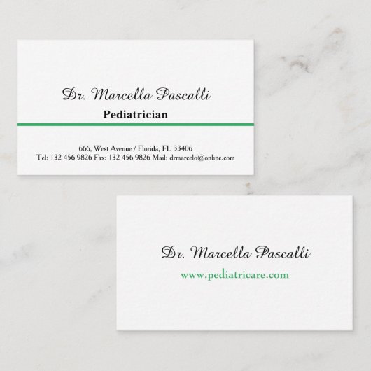 Ärztin Grüne Visitenkarte (Vorne/Hinten)