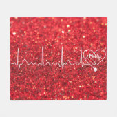 Ärztin Krankenschwester Glitzer Rot Personalisiert Fleecedecke (Vorderseite (Horizontal))