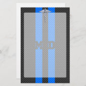 Ärztin MD Caduceus auf Carbon Fiber Style Briefpapier (Vorne/Hinten)