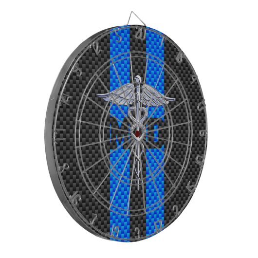 Ärztin MD Caduceus auf Carbon Fiber Style Dartscheibe (Vorderseite Links)