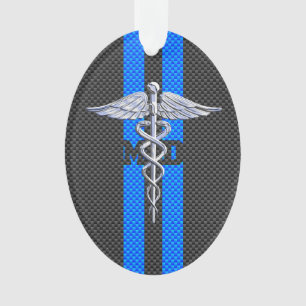 Ärztin MD Caduceus auf Carbon Fiber Style Ornament