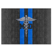 Ärztin MD Caduceus auf Carbon Fiber Style Schneidebrett (Vorderseite)
