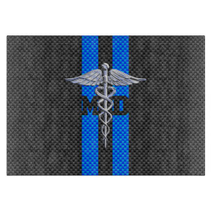 Ärztin MD Caduceus auf Carbon Fiber Style Schneidebrett