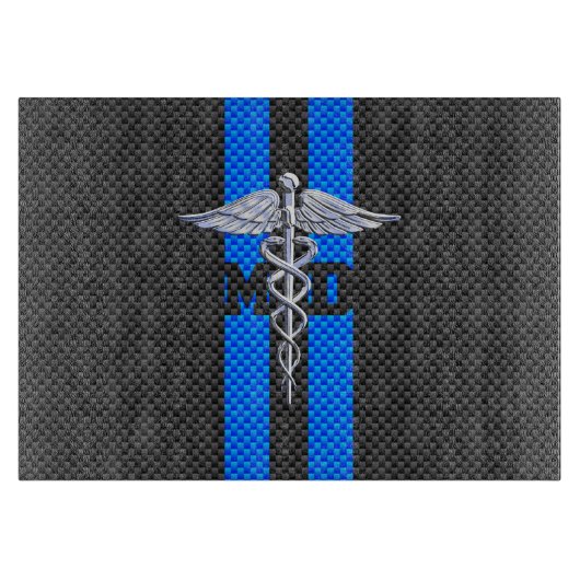 Ärztin MD Caduceus auf Carbon Fiber Style Schneidebrett (Vorderseite)